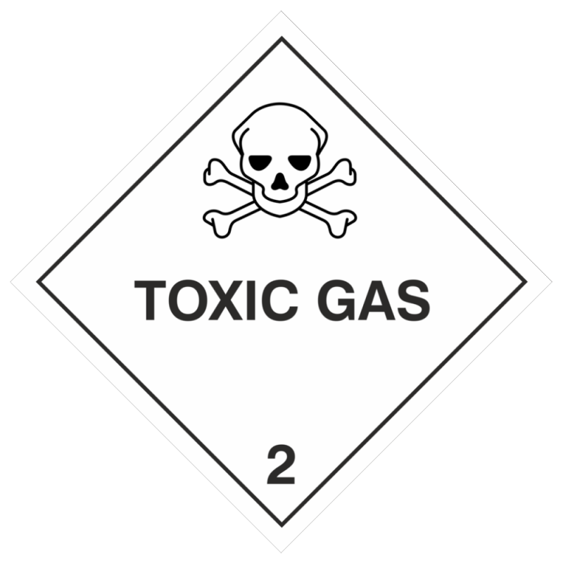 Klasse 2.3 Giftige Stoffe + Toxic Gas Gefahrzettel 10,0 x 10,0 cm PVC