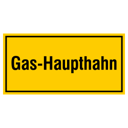 Gas-Haupthahn, gelbes Folienschild oder Aluminium gelb geprägt | b2b-schilder